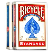 red and blue decks of bicycle playing cards