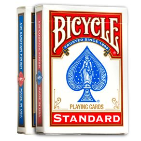 red and blue decks of bicycle playing cards