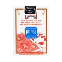 back of red deck of bicycle playing cards